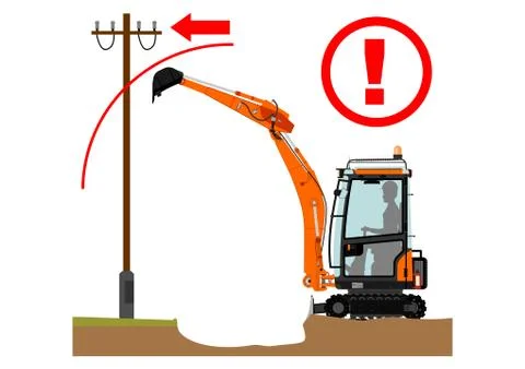 The excavator dangers Stock Illustration