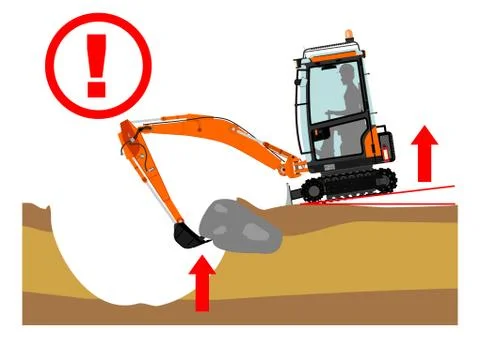 The excavator dangers Stock Illustration