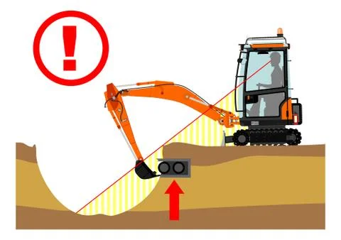The excavator dangers Stock Illustration