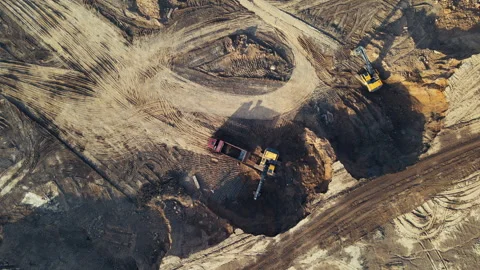 Excavator dig ground at construction site. 스톡 동영상 156611278