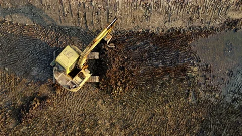 Excavator dig ground at construction site. Stock Footage 232086848