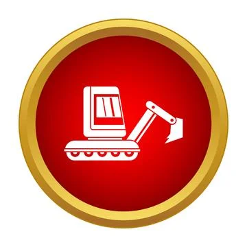 Excavator digger machine working on construction site icon Illustrazione stock