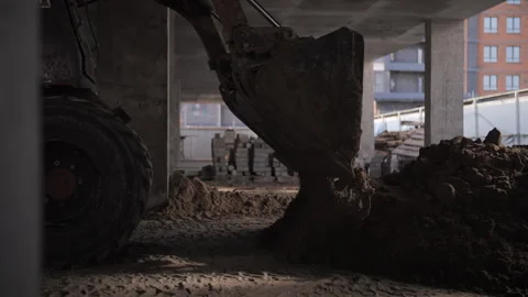 Excavator Digging at Construction Site Stock Footage 302067193