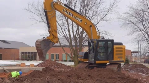 Excavator digging dirt Stock Footage 45297609
