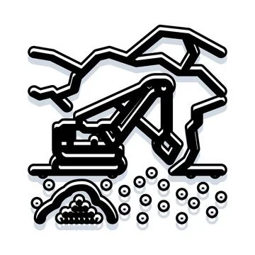 Excavator digging earth for resource extraction icon Stock Illustration