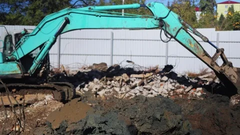 Excavator Digging Foundation Hole. Stock Footage 259394808