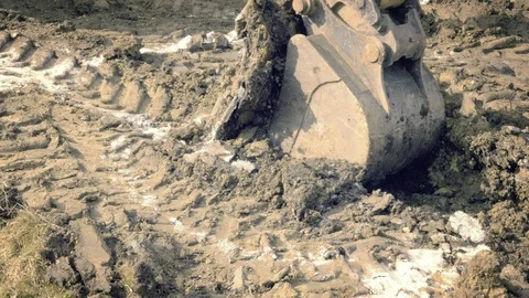 Excavator is digging foundations. Construction machinery, ground works Видео 87346744