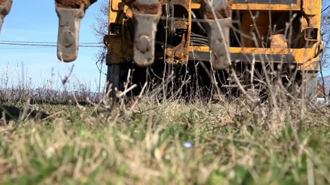 Excavator digging a hole with a forklift Stock Footage 73442958