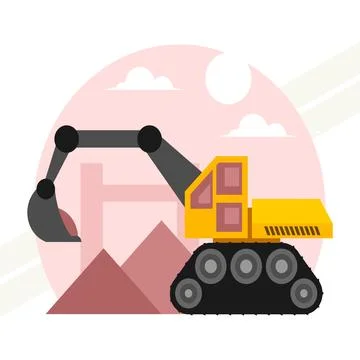 Excavator-digging-a-hole Stock Illustration