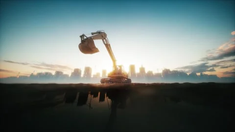 Excavator Digging Pit at Construction Site Stock Footage 331436413
