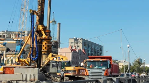 Excavator Digs Ground Video stock 26736399