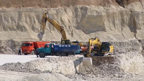 Excavator digs the ground Stock Footage 71340164