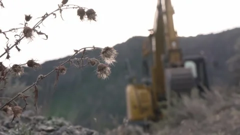 Excavator Dinning Rack Focus Stock Footage 154135784