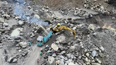 Excavator Drone Video Stock Footage 149222326
