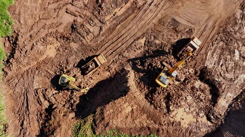 Excavator during clay mining.  mining in open pit. Stock Footage 201206964