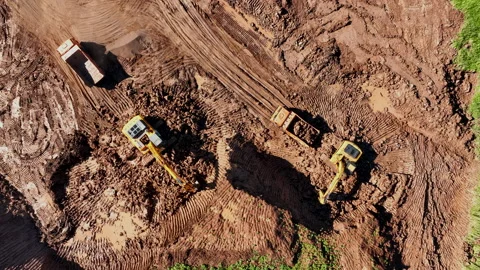 Excavator during clay mining.  mining in open pit. 스톡 동영상 201210465