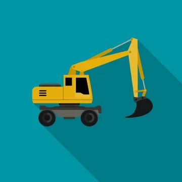 Excavator flat icon Stock Illustration