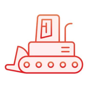 Excavator flat icon. Machine red icons in trendy flat style. Digger gradient Stock Illustration