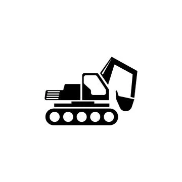 Excavator Flat Vector Icon Stock Illustration