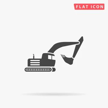 Excavator flat vector icon Stock Illustration