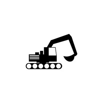 Excavator Flat Vector Icon Stock Illustration