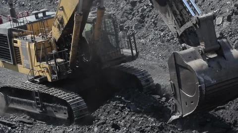 Excavator goes back in open pit Stock Footage 45807862