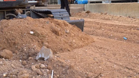 Excavator grinding sand Video stock 96463005