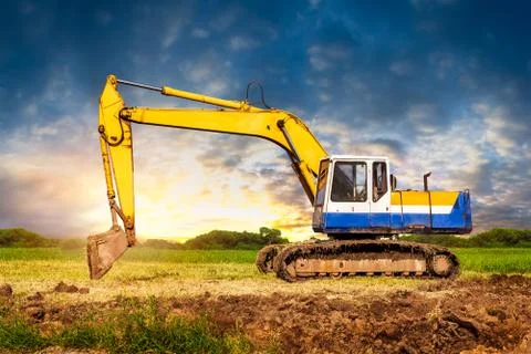 Excavator on ground Stock Photos