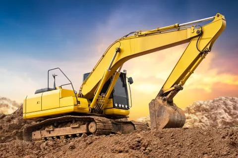 Excavator on ground Stock Photos