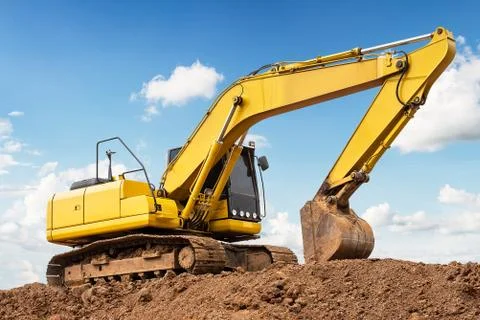Excavator on ground Stock Photos