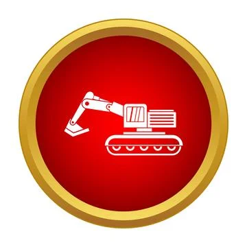 Excavator heavy construction equipment vector icon Stock Illustration