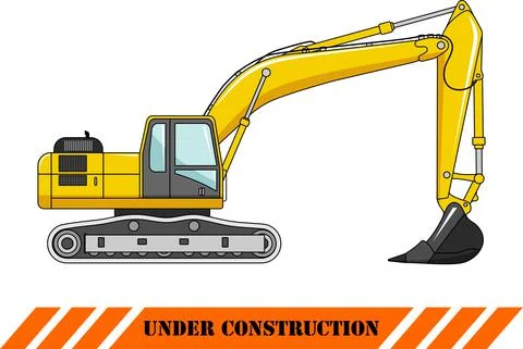 Excavator. Heavy construction machine. Stock Illustration