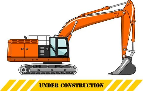 Excavator. Heavy construction machine. Vector illustration Illustrazione stock