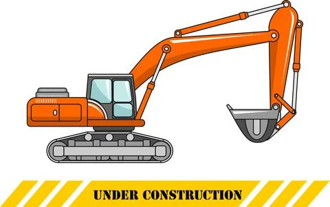 Excavator. Heavy construction machine. Vector illustration Stock Illustration