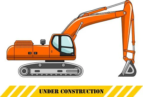 Excavator. Heavy construction machine. Vector illustration Stock Illustration