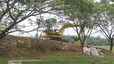 Excavator heavy equipment Stock Footage 251454961