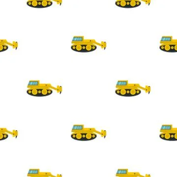 Excavator with hydraulic hammer pattern flat Illustrazione stock