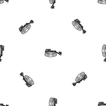 Excavator with hydraulic hammer pattern seamless black Illustrazione stock