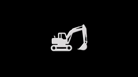 Excavator icon animation with digital effects Stock Footage 317232764