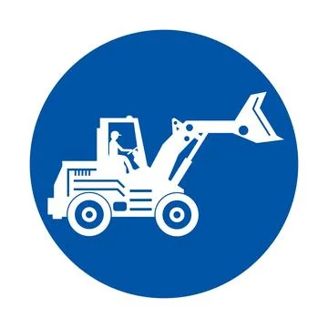Excavator Icon on Blue Background for Construction and Heavy Equipment Use イラスト素材