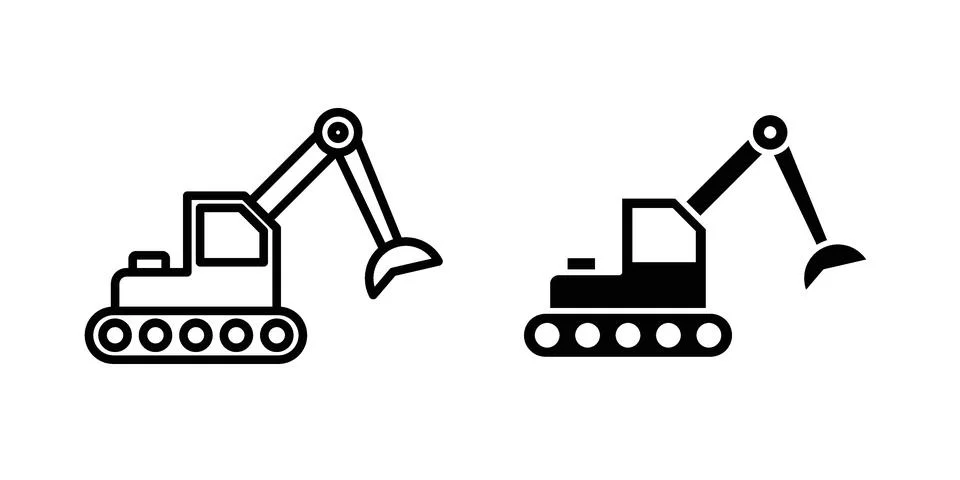 Excavator icon for design projects and web UI Stock Illustration