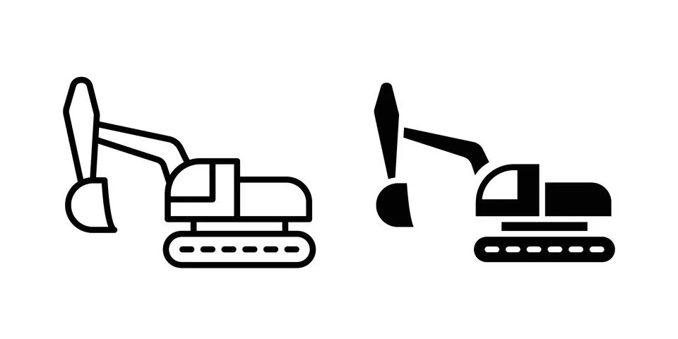 Excavator icon design. Simple Vector illustrations.. Stock Illustration