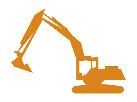 Excavator Icon Flat Design Construction Machinery Symbol Heavy Equipment Il.. Stock Illustration