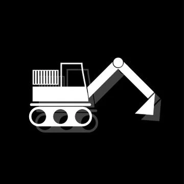 Excavator icon flat Stock Illustration