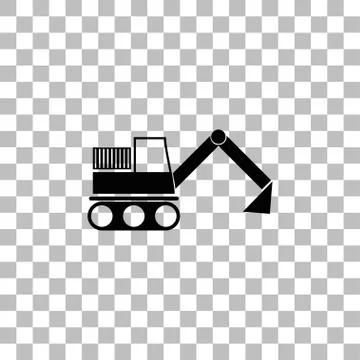 Excavator icon flat Stock Illustration