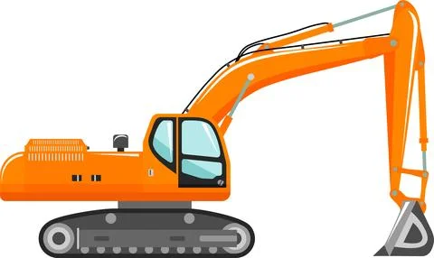 Excavator Icon in Flat Style. Vector Illustration Stock Illustration