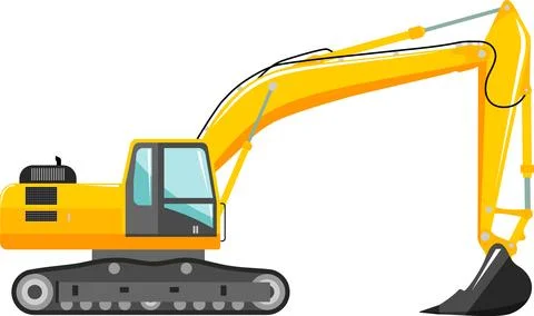 Excavator Icon in Flat Style. Vector Illustration Stock Illustration