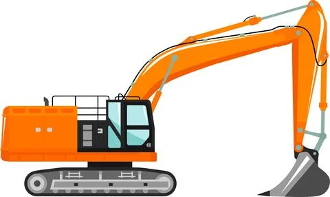 Excavator Icon in Flat Style. Vector Illustration Stock Illustration