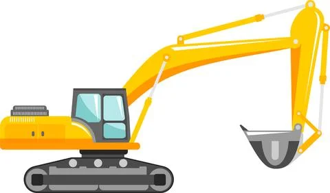 Excavator Icon in Flat Style. Vector Illustration Stock Illustration