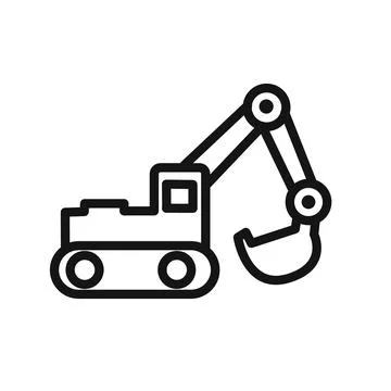 Excavator Icon linear vector graphics sign Illustrazione stock